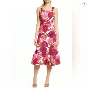 Women's Floral Print Flounce HemMidi DressSAM EDELMAN size 8